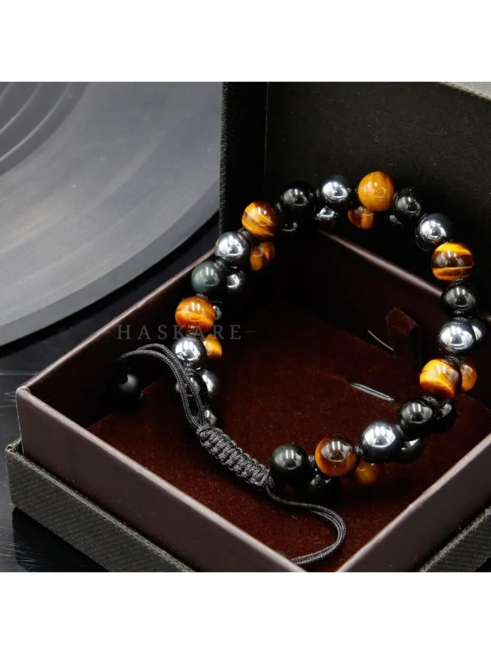 Triple Protection Bracelet for Men - Tigers Eye, Black Obsidian, Hematite